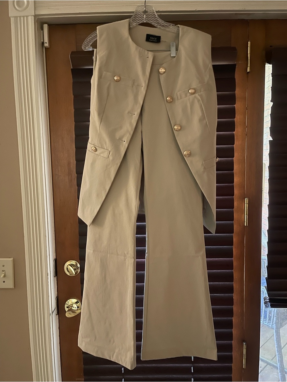 Vici Neutral Beige Sleeveless Vest Set